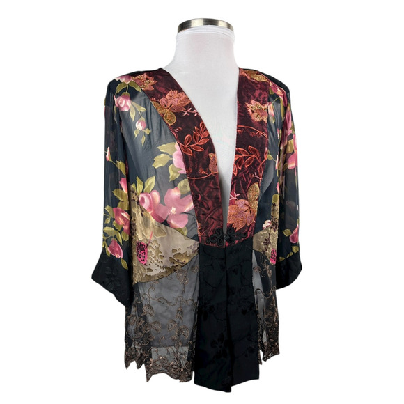 Spencer Alexis Floral Embroidered Cardigan Top Plus Size 2X Boho Fairy Artsy - Picture 4 of 15